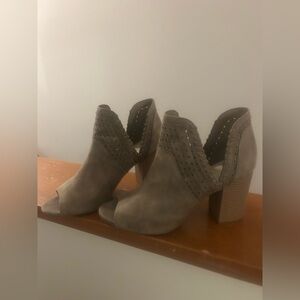 Women's Taupe Peep-Toe Ankle Boots